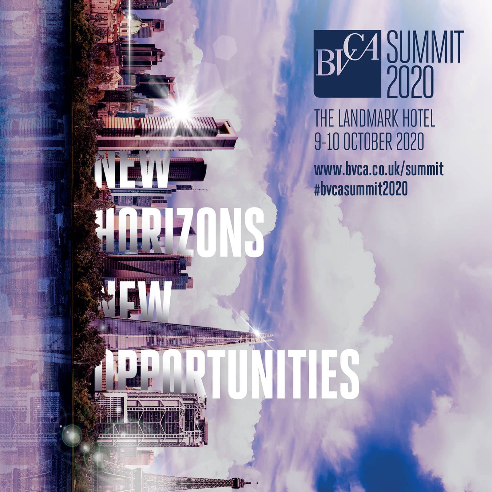 Poster for the BG Summit 2020 featuring event details, logo, and vibrant design elements